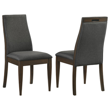 Furniture City Houma - Coaster - Wes Upholstered Dining Side Chair Dark Walnut (Set of 2) - 115272