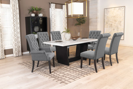 Furniture City Houma - Coaster - Sherry 7-piece Rectangular Marble Top Dining Table Set Grey - 115511-S7G