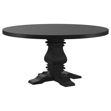 Furniture City Houma - Coaster - Florence Round 60-inch Pedestal Base Dining Table Black - 115530