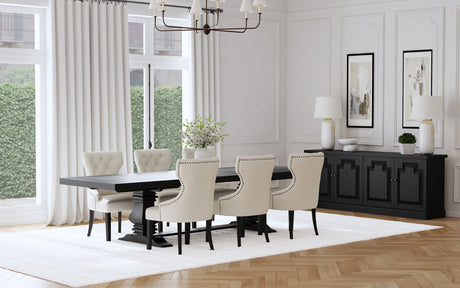 Furniture City Houma - Coaster - Florence 7-piece 126-inch Extension Dining Table Set Beige - 115531-S7B