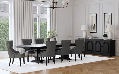 Furniture City Houma - Coaster - Florence 9-piece 126-inch Extension Dining Table Set Grey - 115531-S9G