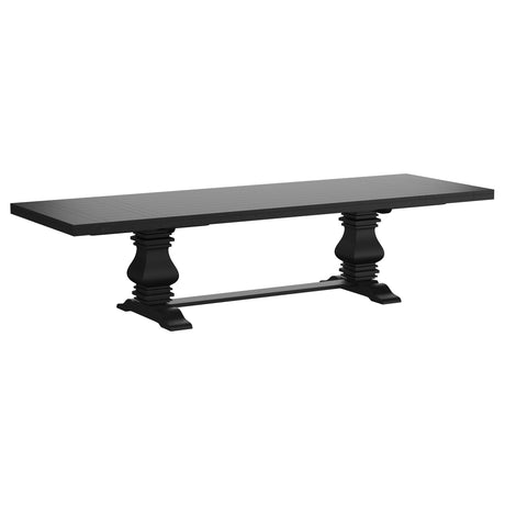 Furniture City Houma - Coaster - Florence 126-inch Extension Dining Table Distressed Black - 115531
