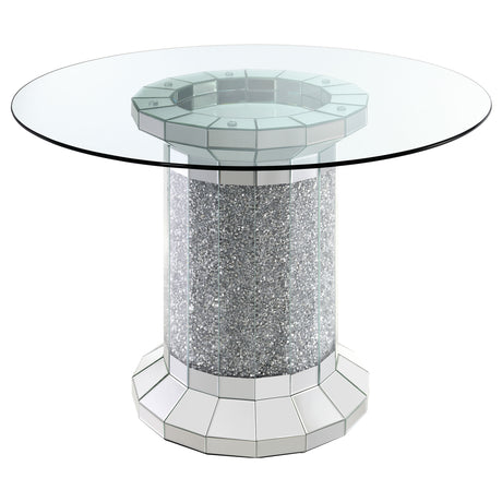 Furniture City Houma - Coaster - Ellie 52-inch Glass Top Counter Height Dining Table Silver - 115558