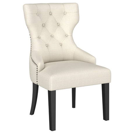 Furniture City Houma - Coaster - Baney Fabric Upholstered Dining Side Chair Beige and Black - 115572