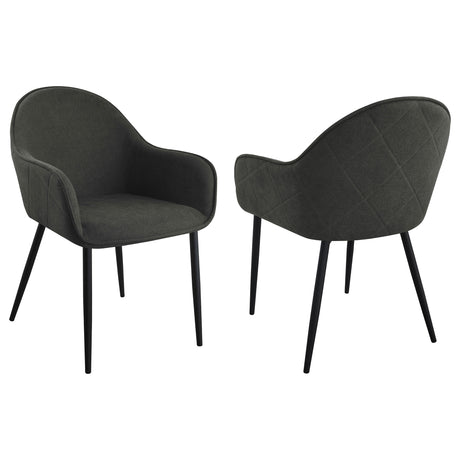 Furniture City Houma - Coaster - Emma Fabric Upholstered Dining Arm Chair Charcoal (Set of 2) - 115593