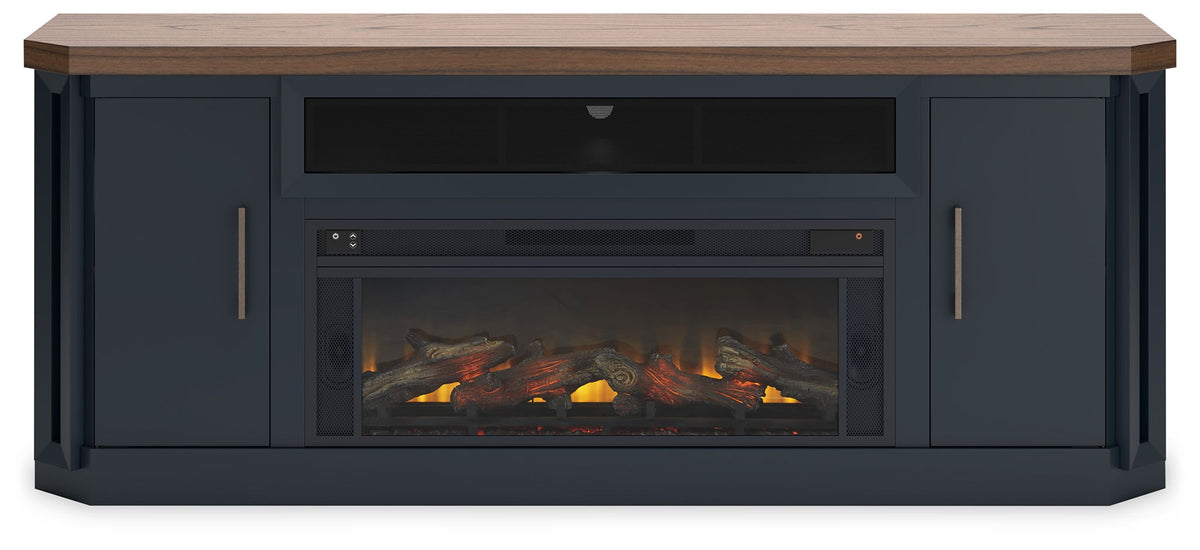 Landocken - 83" TV Stand With Electric Fireplace - Two-tone