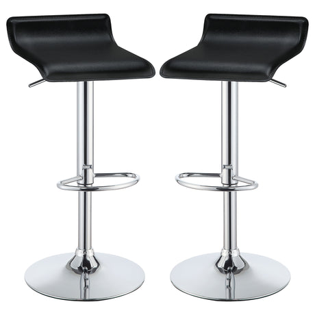 Furniture City Houma - Coaster - Bidwell Upholstered Adjustable Bar Stool Black (Set of 2) - 120390