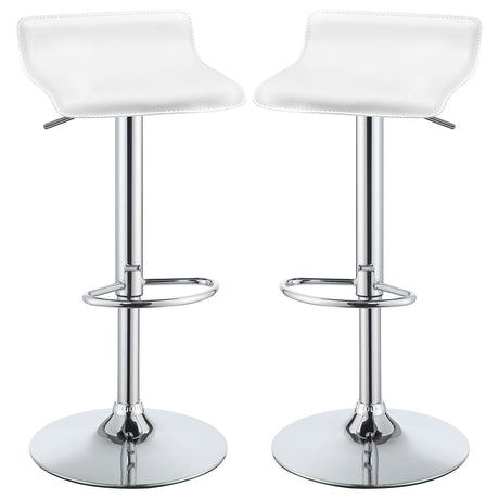 Furniture City Houma - Coaster - Bidwell Upholstered Adjustable Bar Stool White (Set of 2) - 120391