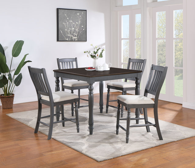Furniture City Houma - Coaster - Wiley 5-piece Square Counter Height Dining Set Grey - 120576