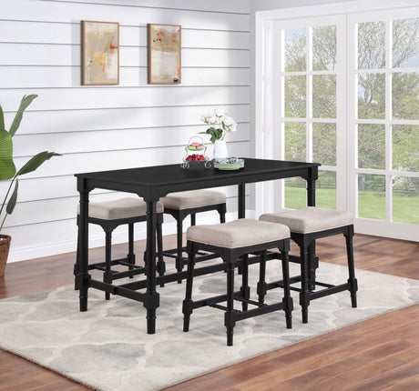 Furniture City Houma - Coaster - Martina 5-piece Rectangular Counter Height Dining Set Black - 120577