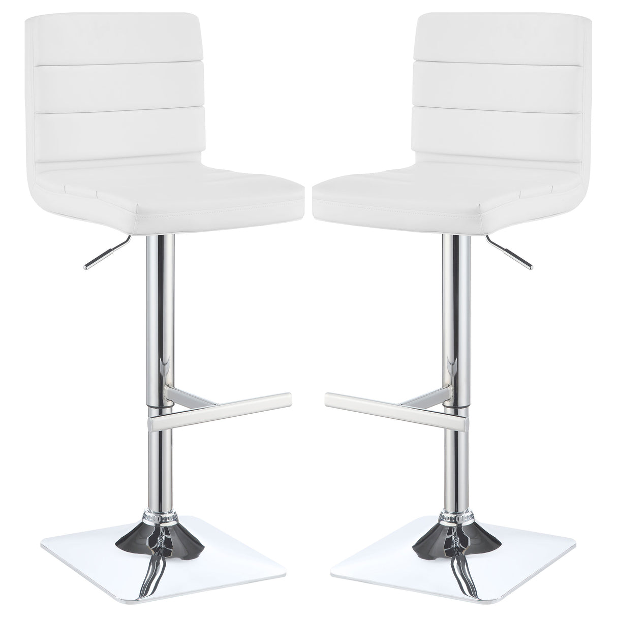 Furniture City Houma - Coaster - Bianca Upholstered Adjustable Bar Stool White (Set of 2) - 120694