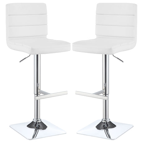 Furniture City Houma - Coaster - Bianca Upholstered Adjustable Bar Stool White (Set of 2) - 120694
