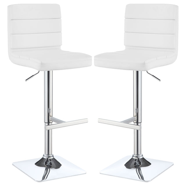 Furniture City Houma - Coaster - Bianca Upholstered Adjustable Bar Stool White (Set of 2) - 120694