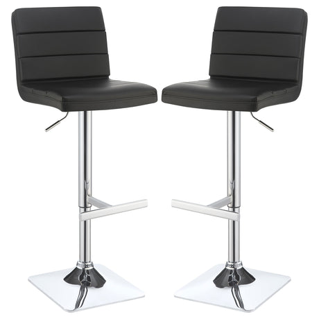 Furniture City Houma - Coaster - Bianca Upholstered Adjustable Bar Stool Black (Set of 2) - 120695
