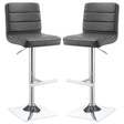 Furniture City Houma - Coaster - Bianca Upholstered Adjustable Bar Stool Grey (Set of 2) - 120696