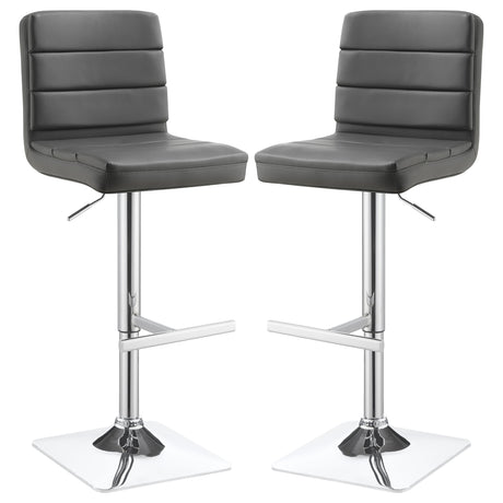 Furniture City Houma - Coaster - Bianca Upholstered Adjustable Bar Stool Grey (Set of 2) - 120696