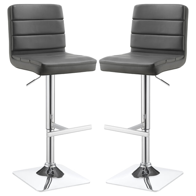 Furniture City Houma - Coaster - Bianca Upholstered Adjustable Bar Stool Grey (Set of 2) - 120696