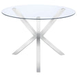 Furniture City Houma - Coaster - Vance Round 41-inch Glass Top Asterisk Dining Table Chrome - 120760