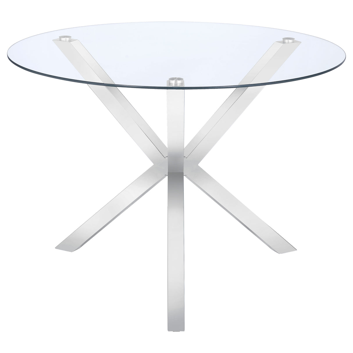 Furniture City Houma - Coaster - Vance Round 41-inch Glass Top Asterisk Dining Table Chrome - 120760