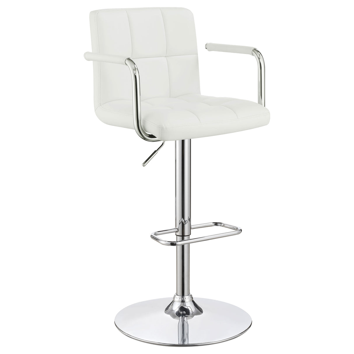 Furniture City Houma - Coaster - Palomar Adjustable Height Bar Stool White and Chrome - 121097