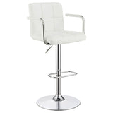 Furniture City Houma - Coaster - Palomar Adjustable Height Bar Stool White and Chrome - 121097