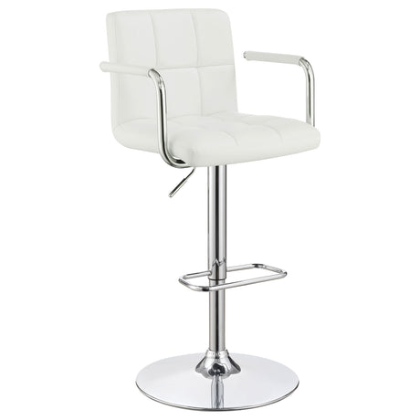 Furniture City Houma - Coaster - Palomar Adjustable Height Bar Stool White and Chrome - 121097