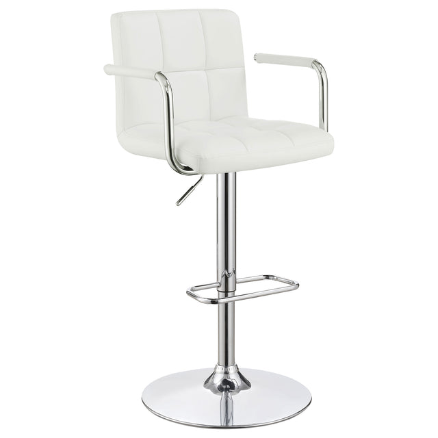 Furniture City Houma - Coaster - Palomar Adjustable Height Bar Stool White and Chrome - 121097