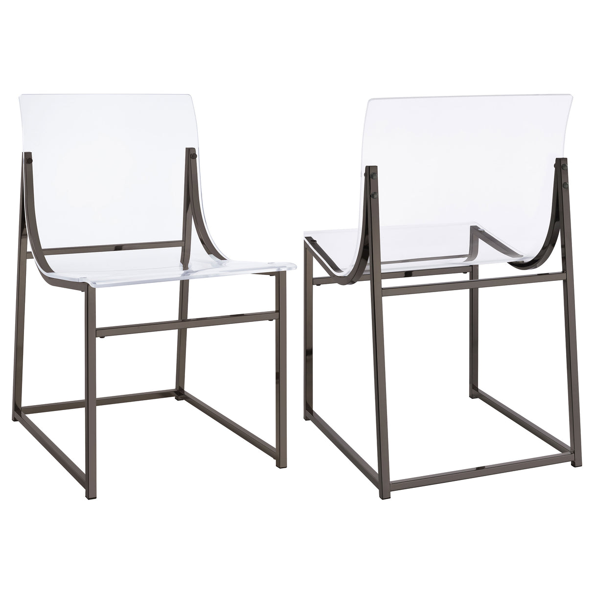 Furniture City Houma - Coaster - Adino Acrylic Dining Side Chair Black Nickel (Set of 2) - 121142