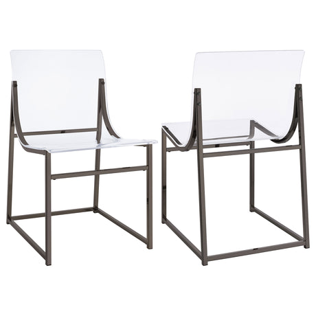 Furniture City Houma - Coaster - Adino Acrylic Dining Side Chair Black Nickel (Set of 2) - 121142