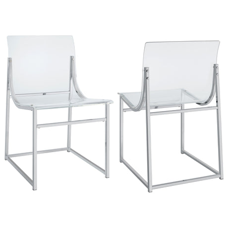 Furniture City Houma - Coaster - Adino Acrylic Dining Side Chair Chrome (Set of 2) - 121182