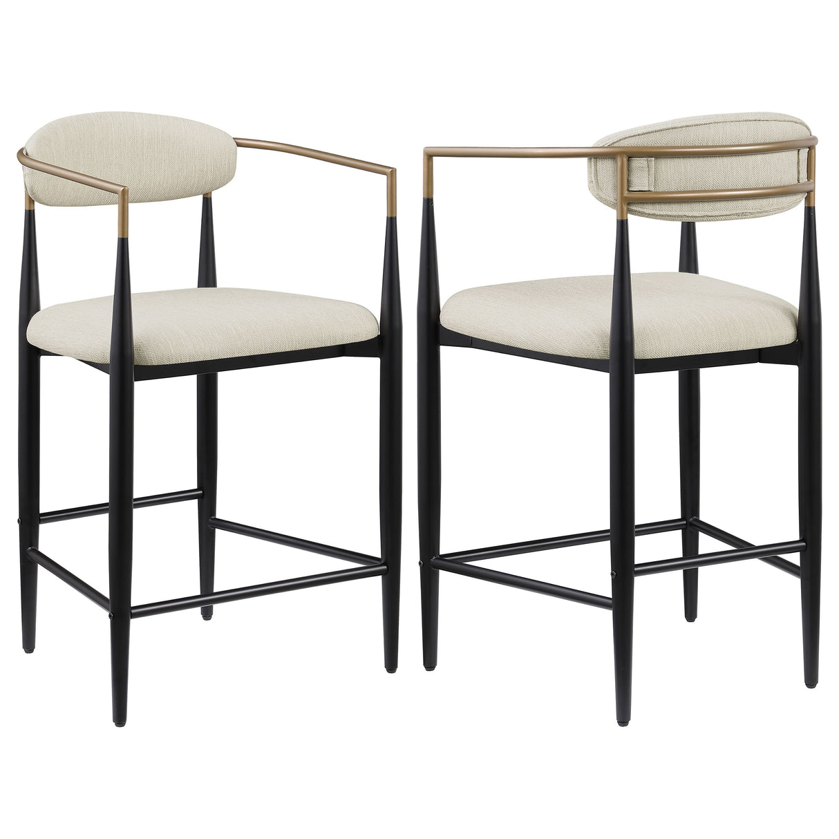 Furniture City Houma - Coaster - Tina Fabric Upholstered Counter Chair Beige (Set of 2) - 121184
