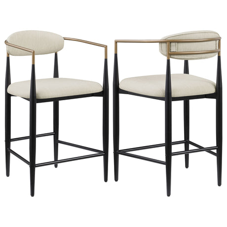 Furniture City Houma - Coaster - Tina Fabric Upholstered Counter Chair Beige (Set of 2) - 121184