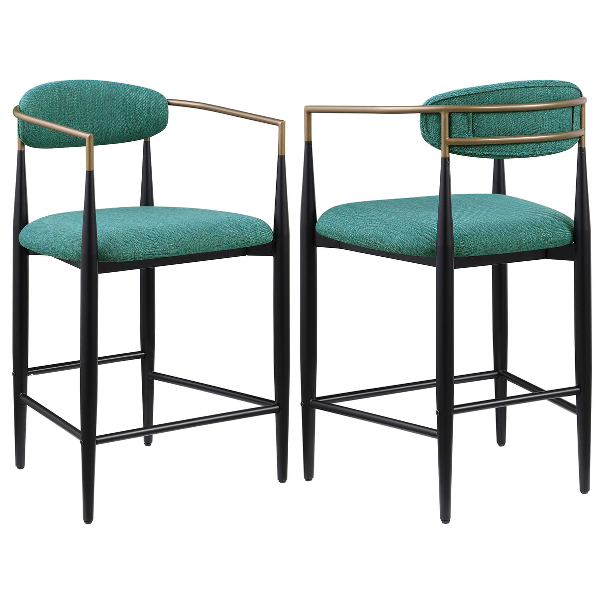 Furniture City Houma - Coaster - Tina Fabric Upholstered Counter Chair Green (Set of 2) - 121185