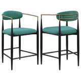 Furniture City Houma - Coaster - Tina Fabric Upholstered Counter Chair Green (Set of 2) - 121185