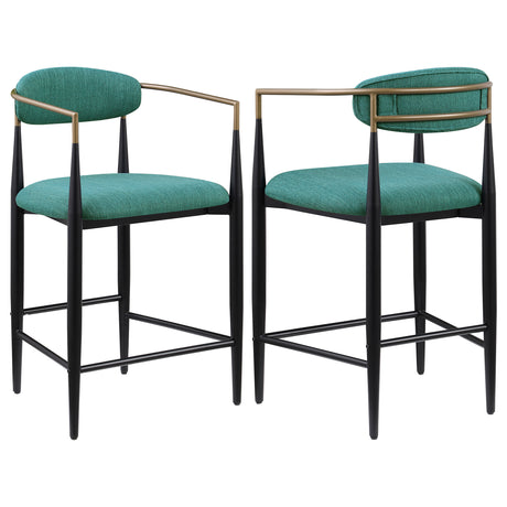 Furniture City Houma - Coaster - Tina Fabric Upholstered Counter Chair Green (Set of 2) - 121185