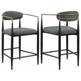 Furniture City Houma - Coaster - Tina Fabric Upholstered Counter Chair Dark Grey (Set of 2) - 121186
