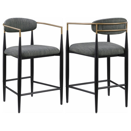 Furniture City Houma - Coaster - Tina Fabric Upholstered Counter Chair Dark Grey (Set of 2) - 121186