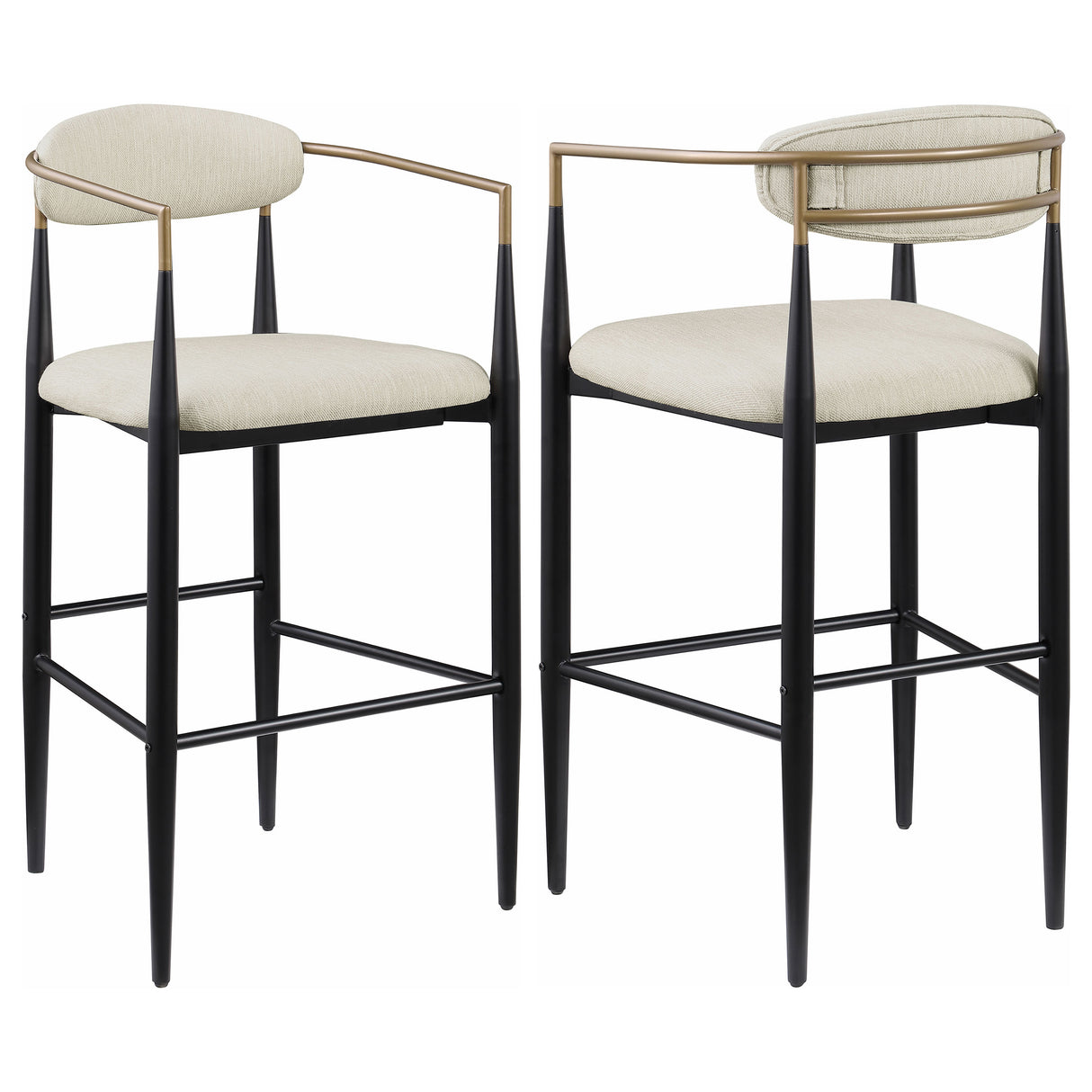 Furniture City Houma - Coaster - Tina Fabric Upholstered Bar Chair Beige (Set of 2) - 121187