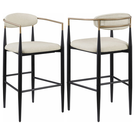 Furniture City Houma - Coaster - Tina Fabric Upholstered Bar Chair Beige (Set of 2) - 121187