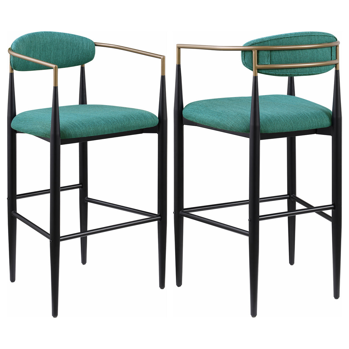 Furniture City Houma - Coaster - Tina Fabric Upholstered Bar Chair Green (Set of 2) - 121188