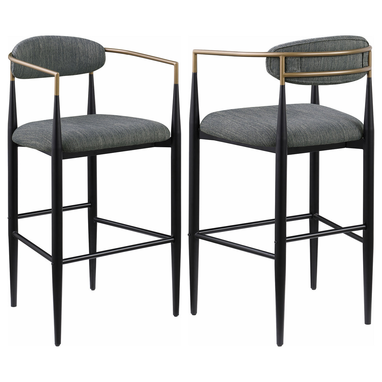 Furniture City Houma - Coaster - Tina Fabric Upholstered Bar Chair Dark Grey (Set of 2) - 121189