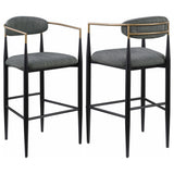 Furniture City Houma - Coaster - Tina Fabric Upholstered Bar Chair Dark Grey (Set of 2) - 121189