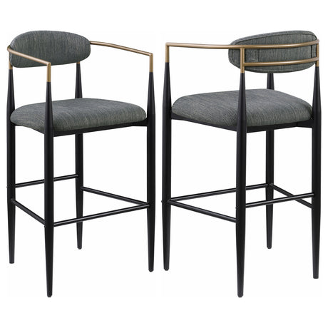 Furniture City Houma - Coaster - Tina Fabric Upholstered Bar Chair Dark Grey (Set of 2) - 121189