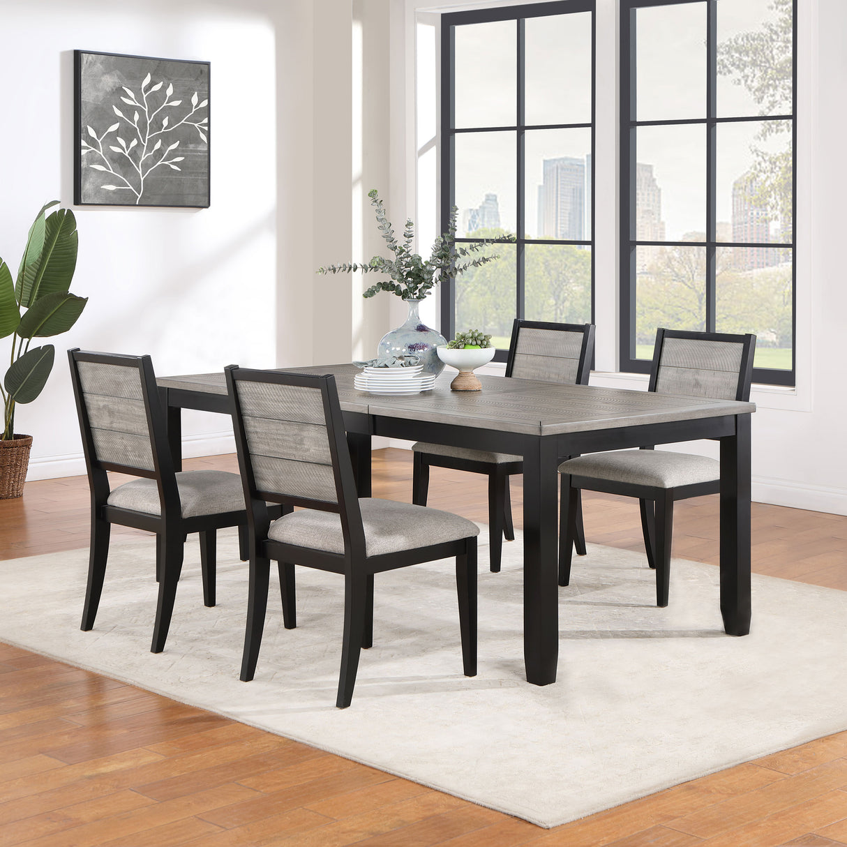 Furniture City Houma - Coaster - Elodie 5-piece Rectangular Extension Leaf Dining Set Black - 121221-S5