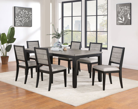 Furniture City Houma - Coaster - Elodie 7-piece Rectangular Extension Leaf Dining Set Black - 121221-S7