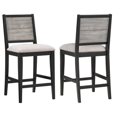 Furniture City Houma - Coaster - Elodie Wood Counter Chair Grey and Black (Set of 2) - 121229