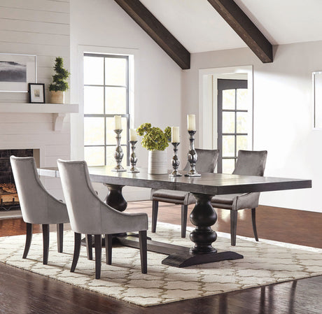 Furniture City Houma - Coaster - Phelps 5-piece Rectangular Dining Table Set Distressed Noir - 121231-S5G