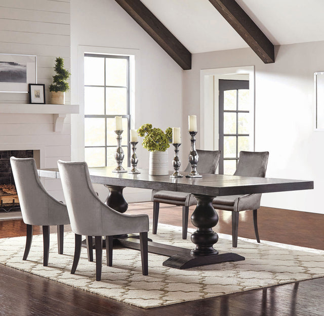 Furniture City Houma - Coaster - Phelps 5-piece Rectangular Dining Table Set Distressed Noir - 121231-S5G
