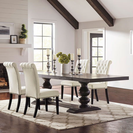Furniture City Houma - Coaster - Phelps 5-piece Rectangular Dining Table Set Distressed Noir - 121231-S5
