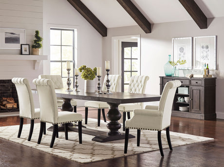 Furniture City Houma - Coaster - Phelps 8-piece Rectangular Dining Table Set Distressed Noir - 121231-S8